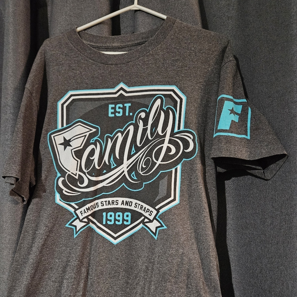 Famous Stars & Straps Charcoal and Teal T-Shirt